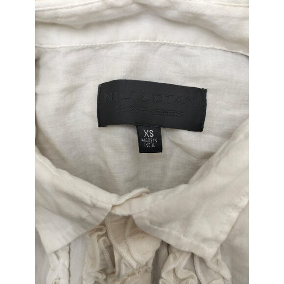 Nili Lotan Nathael Shirt Tunic Top Buttondown Ruffle Cotton Ivory XS NEW 283654 - Picture 11 of 11